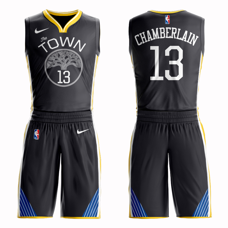 Men 2019 NBA Nike Golden State Warriors #13 Chamberlain black Customized jersey->customized nba jersey->Custom Jersey